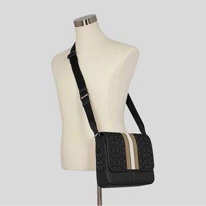 Coach Thompson Map Bag In Signature Jacquard With Varsity Stripe